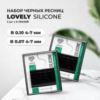 Набор черных ресниц Lovely MINI, B, 0.10, 4-7 mm и B, 0.07, 4-7 mm, 6 линий